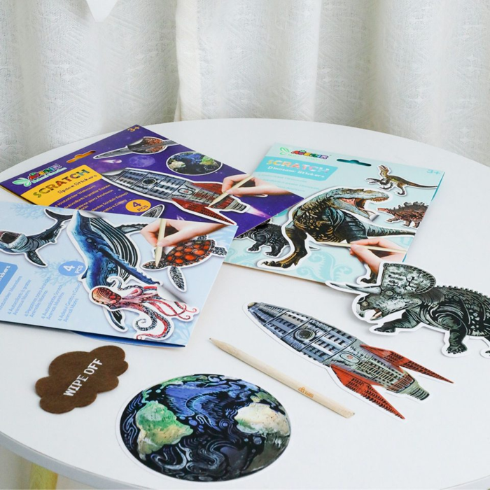 Scratch Art Stickers - Dinosaurs, 4 pcs