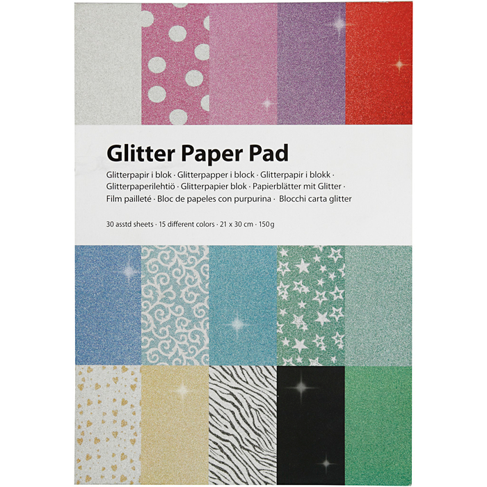 Glitter Paper - A4, 30 Sheets