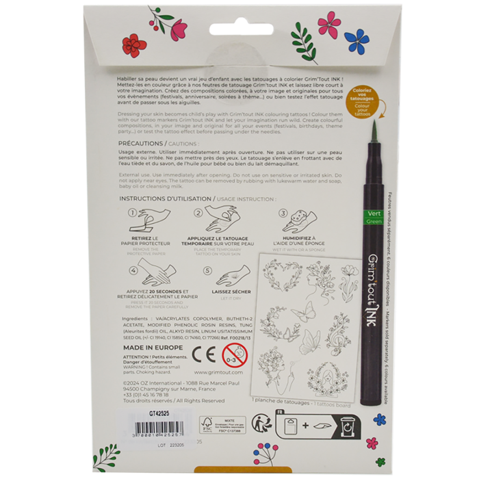Colour-In Tattoos - Flower Power