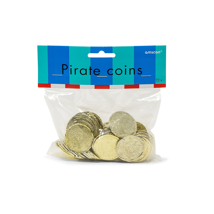 Plastic Pirate Coins, 72 pcs