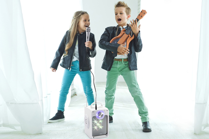 Karaoke Machine with Bluetooth & Lights - White