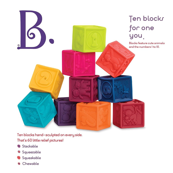One Two Squeeze Numbers and Shapes Blocks, 10 pcs