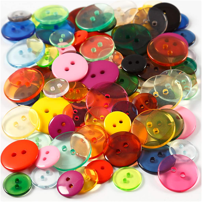 Buttons - Assorted Colours, 100 pcs