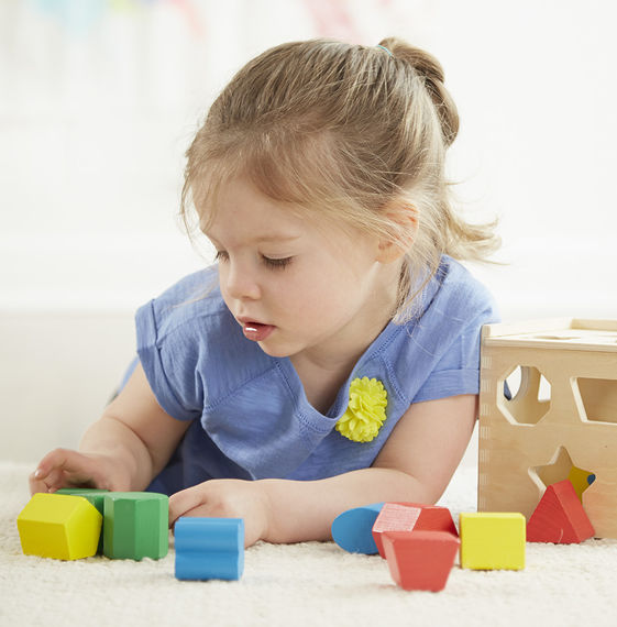 Shape Sorting Cube with Geometric Shapes