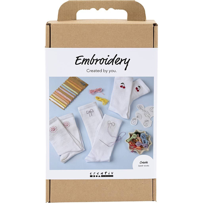DIY Embroidery Kit - Socks, 3 pairs