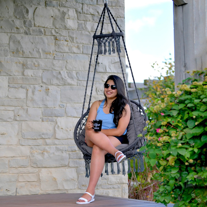 Macramé Hammock Chair - Grey