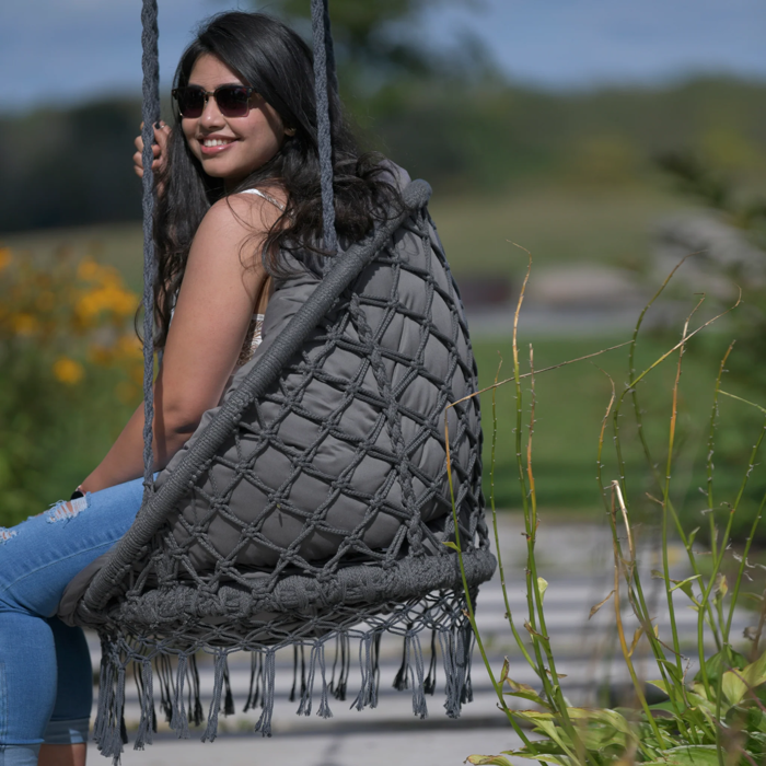 Macramé Hammock Chair - Grey