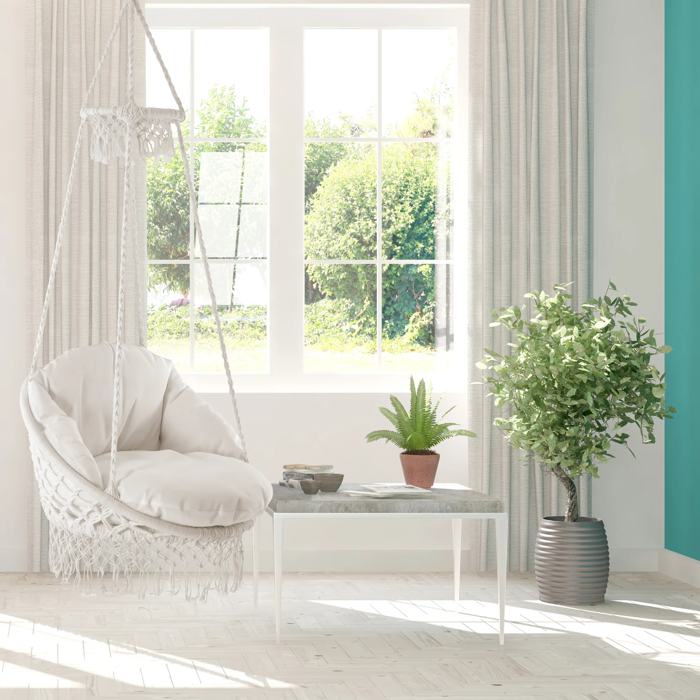 Macramé Hammock Chair - White