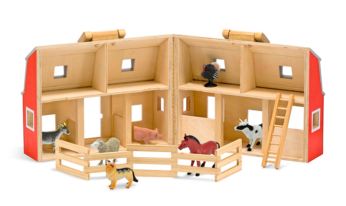 Wooden Fold & Go Toy Barn