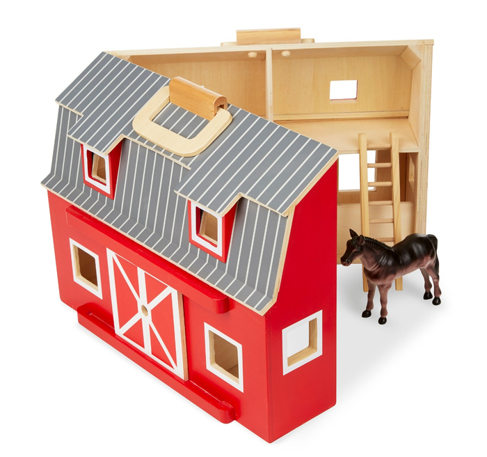 Wooden Fold & Go Toy Barn