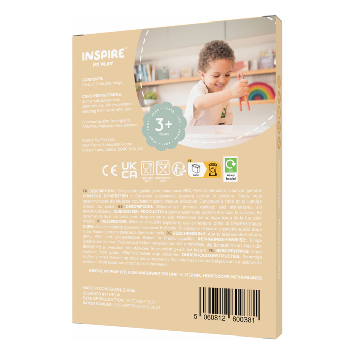 Tongs for Sensory Play - Natural, 3 pcs