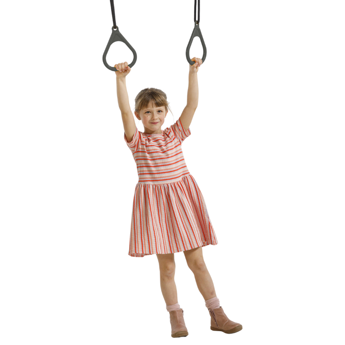 Plastic Gym Rings - Anthracite (Black Rope)