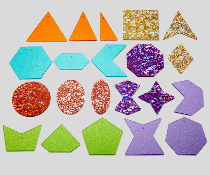 Rainbow Glitter Shapes, 21 pcs