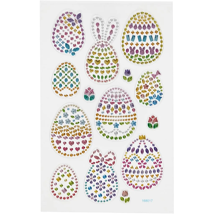 Diamond Stickers - Easter Egg Shapes, 1 Sheet