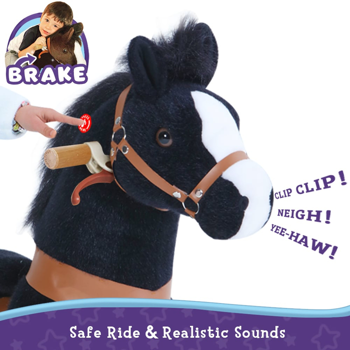 Ride-On Horse - Black w. White Blaze, Medium