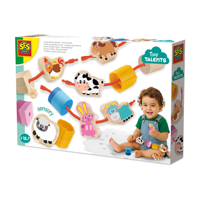 Sensory Lacing Beads (18 m+) - Farm Animals