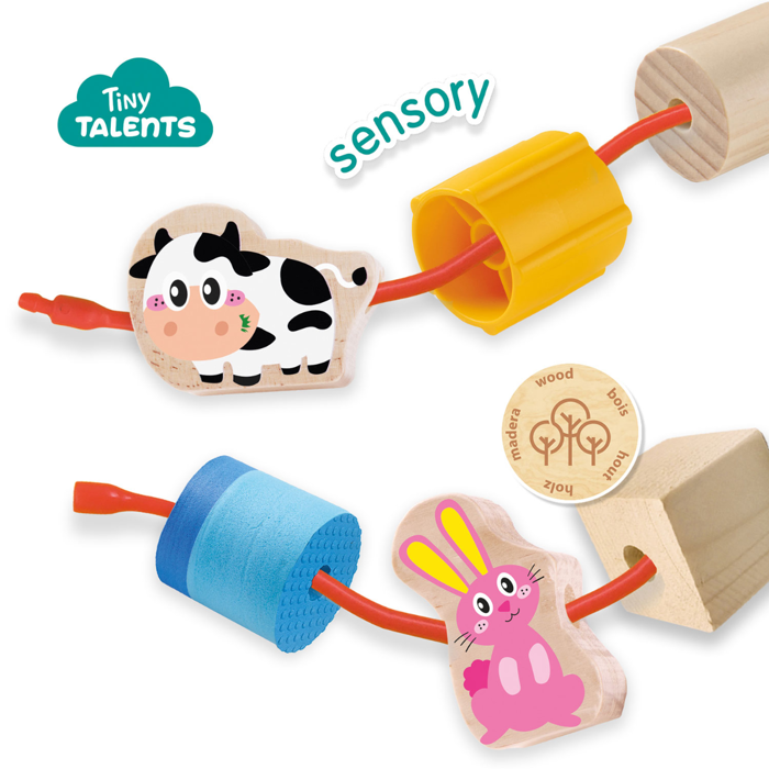 Sensory Lacing Beads (18 m+) - Farm Animals