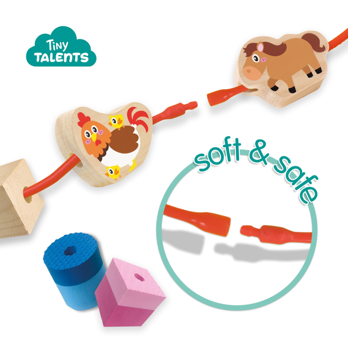 Sensory Lacing Beads (18 m+) - Farm Animals
