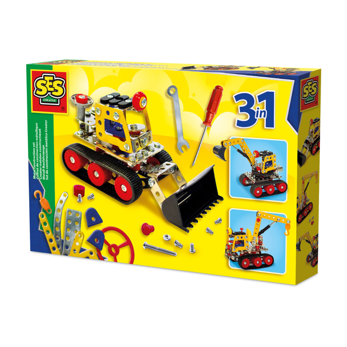 3-in-1 Metal Building Set - Construction Vehicles