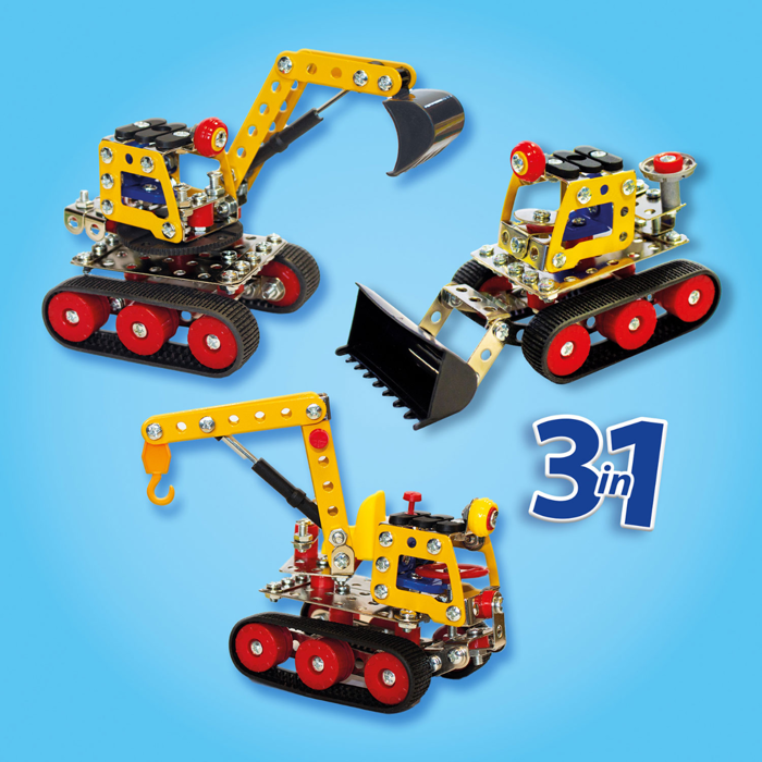 3-in-1 Metal Building Set - Construction Vehicles