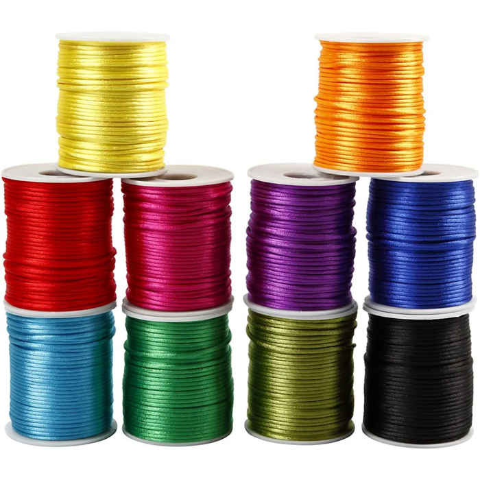 Satin Cord Ø2 mm, 50 m - Bold Colours, 10 pcs