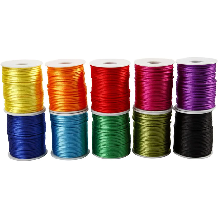 Satin Cord Ø2 mm, 50 m - Bold Colours, 10 pcs