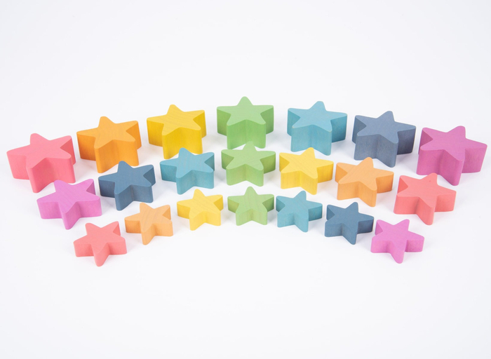 Rainbow Wooden Stars, 21 pcs