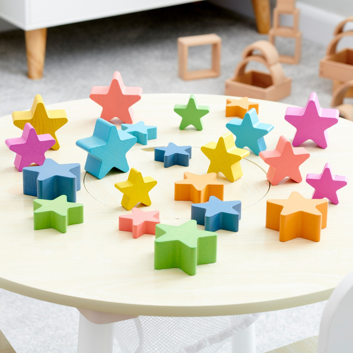 Rainbow Wooden Stars, 21 pcs
