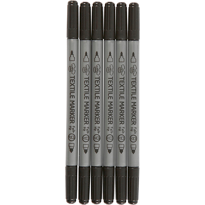 Fabric Markers - Black, 6 pcs
