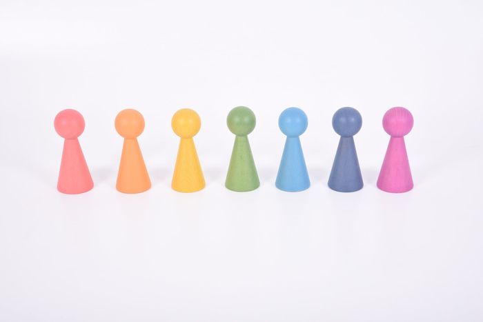 Rainbow Wooden Figures, 7 pcs