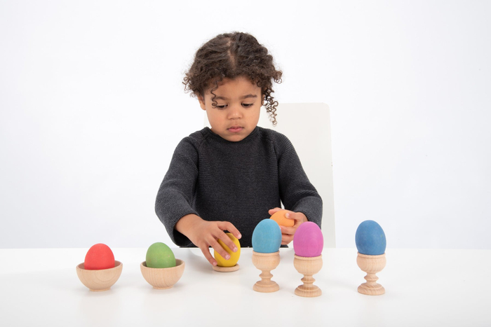 Rainbow Wooden Eggs, 7 pcs
