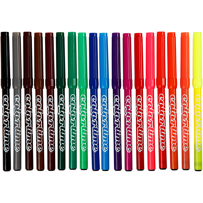 Felt-Tip Markers - Basic Colours, 18 pcs
