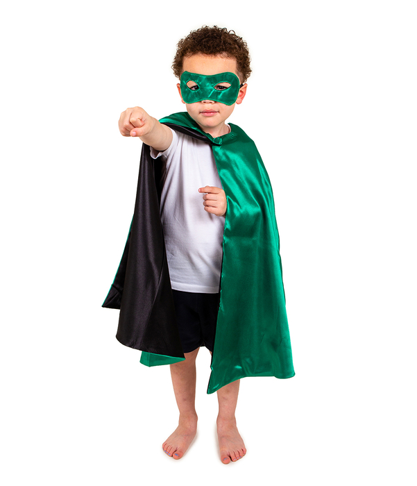 Reversible Cape - Green/Black Superhero, 3-7 yrs