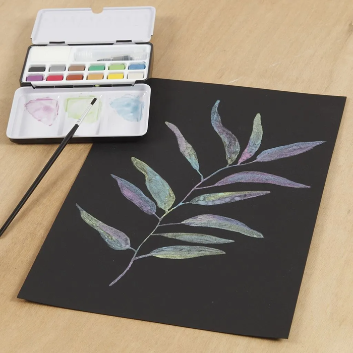 Watercolour Paper A4 / 230 gr. - Black, 15 Sheets