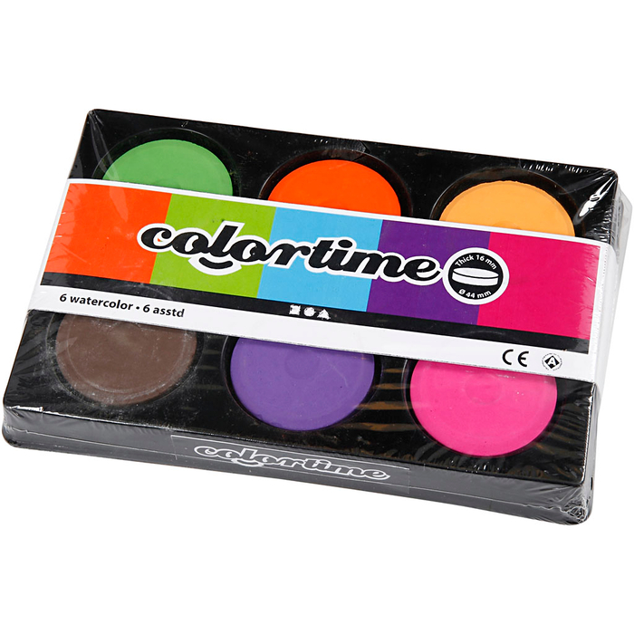 Watercolour Set Ø4.4 cm - Colours, 6 pcs