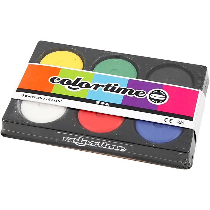 Watercolour Set Ø5.7 cm - Basic Colours, 6 pcs