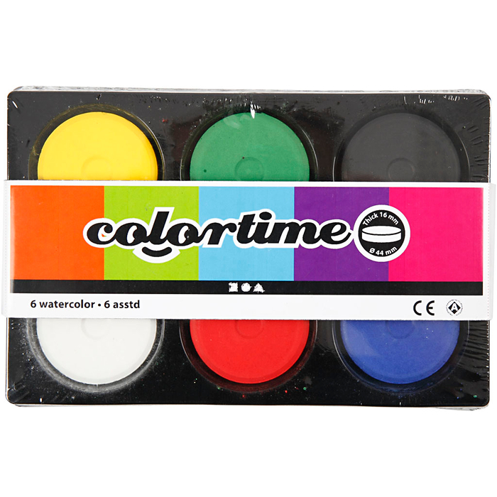 Watercolour Set Ø5.7 cm - Basic Colours, 6 pcs