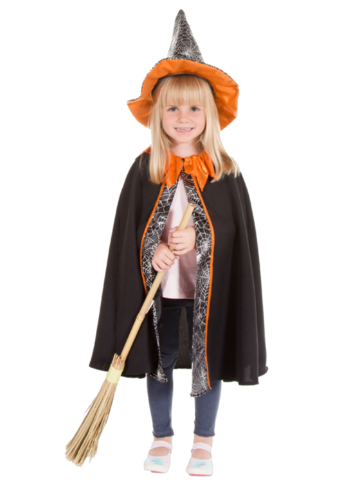 Witch Cape and Hat, Size 3-7 yrs
