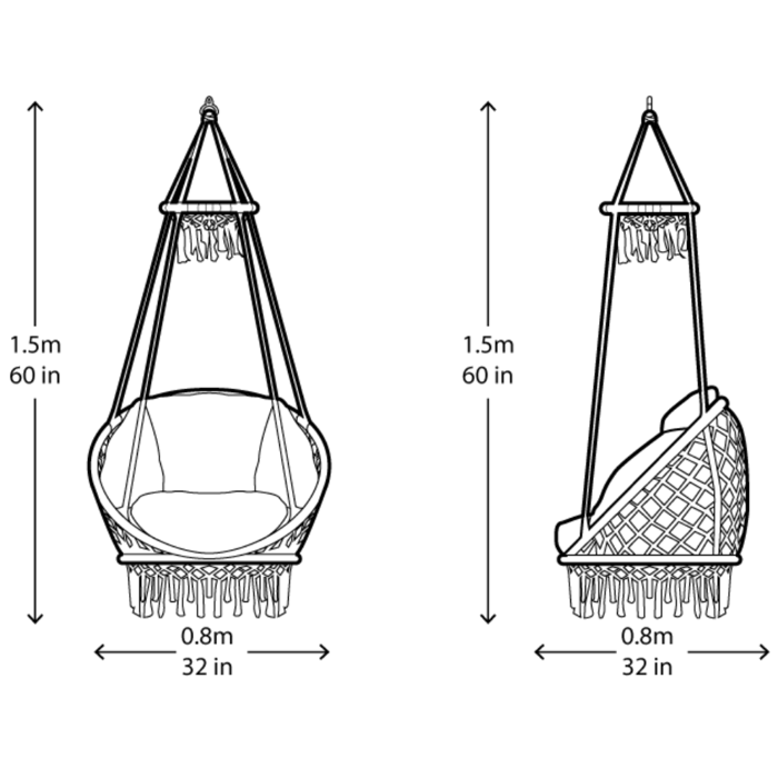 Macramé Hammock Chair - White