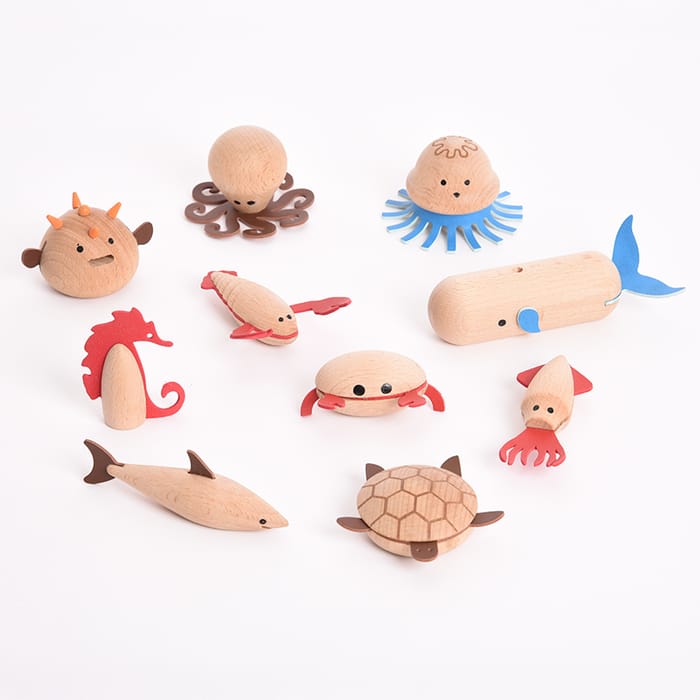 Sea Creatures Wooden Figures, 10 pcs