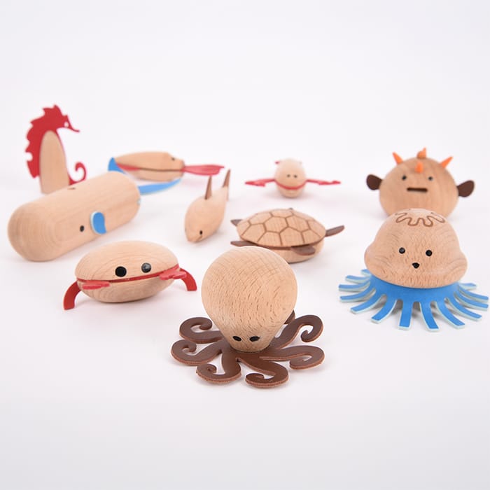 Sea Creatures Wooden Figures, 10 pcs
