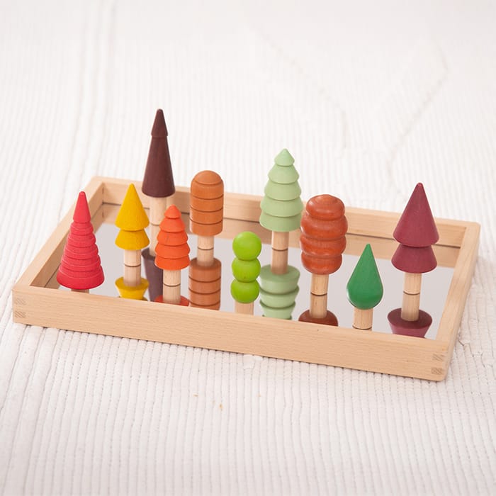 Seasonal Woodland Trees Wooden Figures, 10 pcs