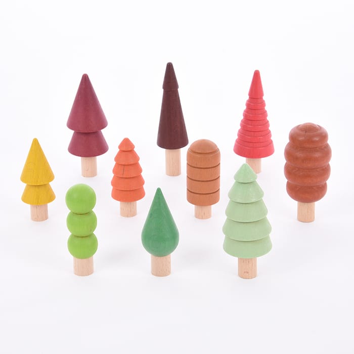 Seasonal Woodland Trees Wooden Figures, 10 pcs