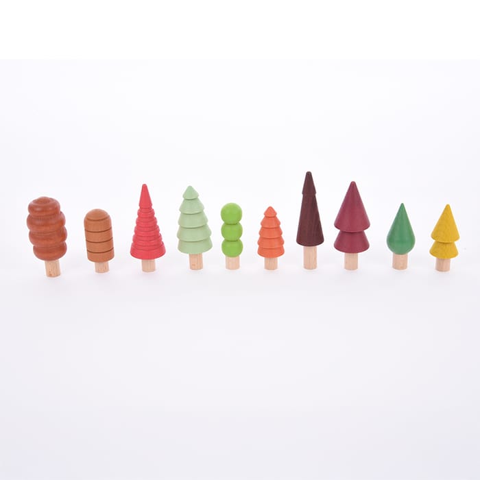 Seasonal Woodland Trees Wooden Figures, 10 pcs