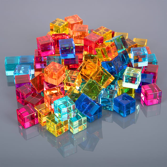 Mirror Tray with Translucent Gem Cubes, 100 pcs