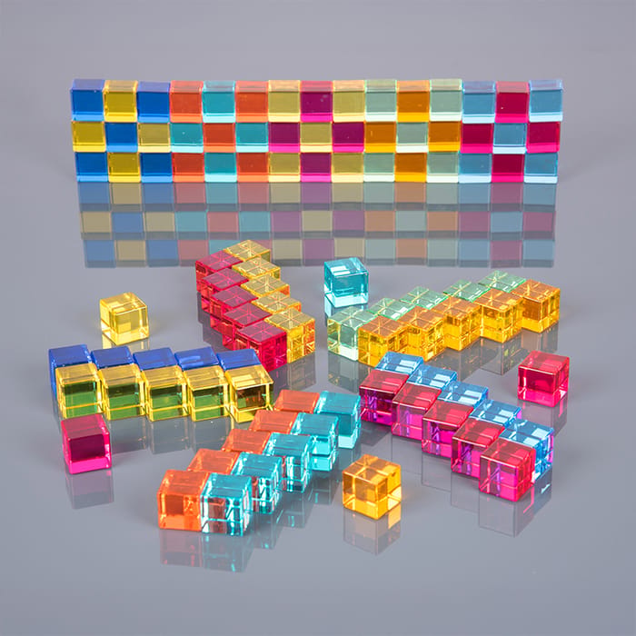 Mirror Tray with Translucent Gem Cubes, 100 pcs