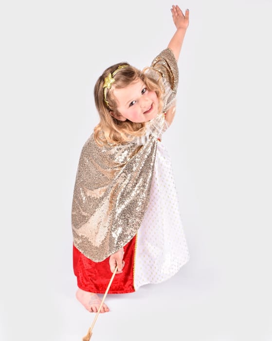 Gold Cape, Wand, Headband, size 3-8 years