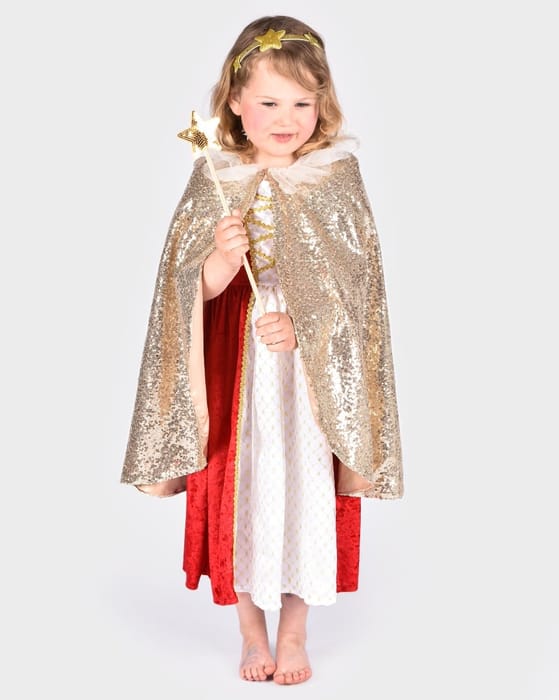 Gold Cape, Wand, Headband, size 3-8 years