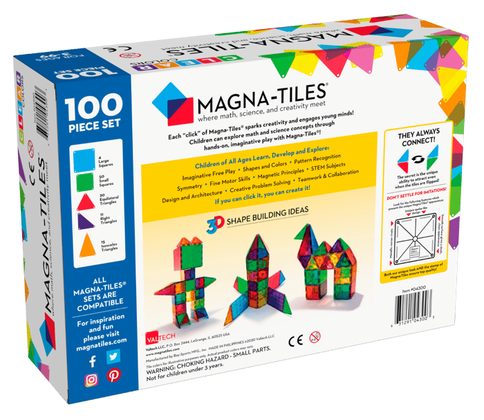 Magna-Tiles | Clear Colours, 100 pcs