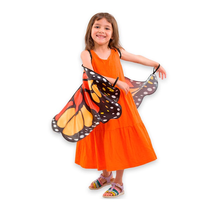 Butterfly Wings - Orange, Size 3-8 yrs